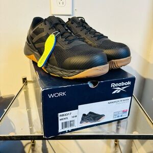Reebok Work Mens RB3317 Nanoflex TR Work Construction Black Safety Toe Shoes 10M